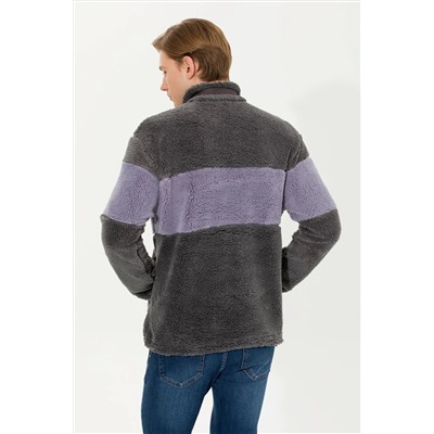 Erkek Antrasit Melanj Dik Yaka Sweatshirt
