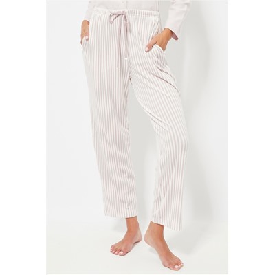 Pantalón recto de pijama de terciopelo cintura alta - Blanco