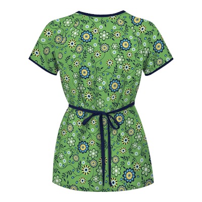 UA Spring Time Gecko Mock Wrap Print Scrub Top
