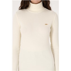 Kadın Krem Balıkçı Yaka Sweatshırt