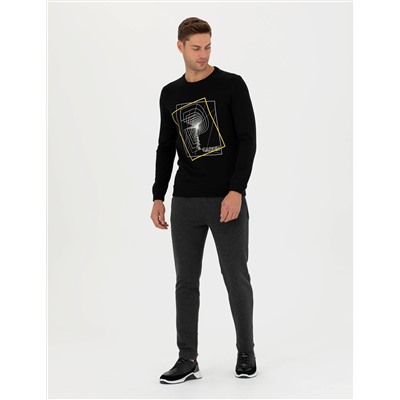 Antrasit Melanj Slim Fit Eşofman Altı