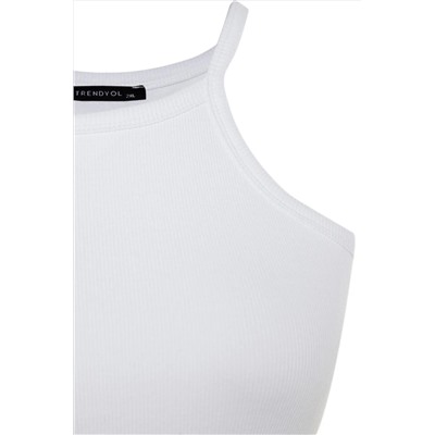Beyaz Halter Yaka Basic Örme Atlet TBBSS23CV00000