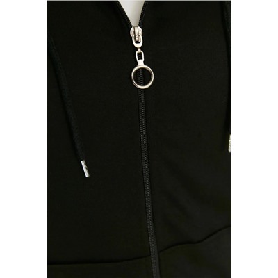 Siyah Kapüşonlu Fermuarlı İnce Örme Sweatshirt TBBSS22SW0169