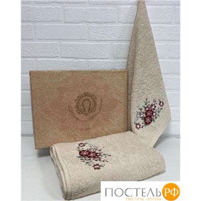 Набор полотенец Exclusive - Maria (50x90+70x140) хлопок 100% в подарочной коробке беж