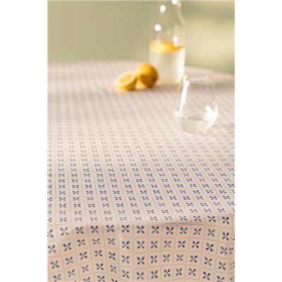 Agnes Pvc Masa Örtüsü - Beyaz/Mavi - 140 cm