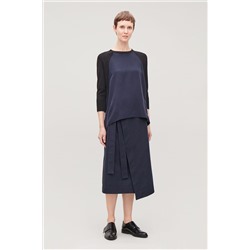 SILK-FRONT A-LINE KNIT TOP