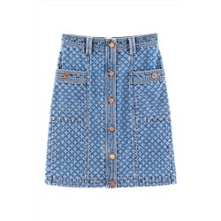 Falda recta vaquera Azul
