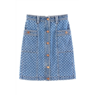 Falda recta vaquera Azul