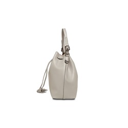 Bolso saco de piel y neceser Jila Gris claro