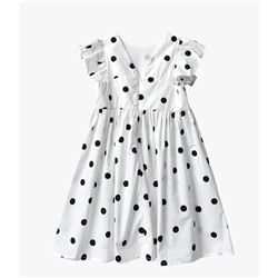Милое платье принцессы из чистого хлопка с кружевными рукавами в горошек. Экспорт