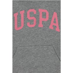 Kız Çocuk Gri Melanj Basic Kapüşonlu Sweatshirt