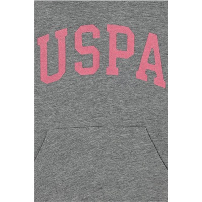 Kız Çocuk Gri Melanj Basic Kapüşonlu Sweatshirt