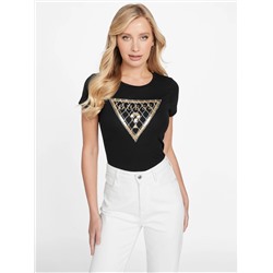Rhinestone Mesh Logo Tee