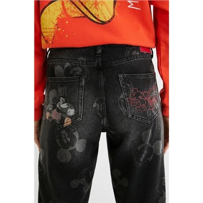 Pantalón vaquero boyfriend Mickey Mouse