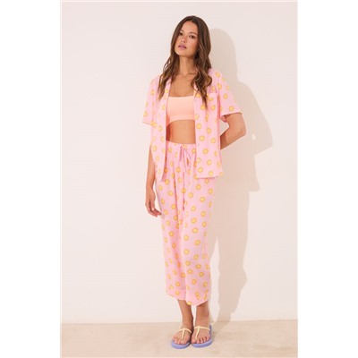 Pijama camisero Capri viscosa rosa soles