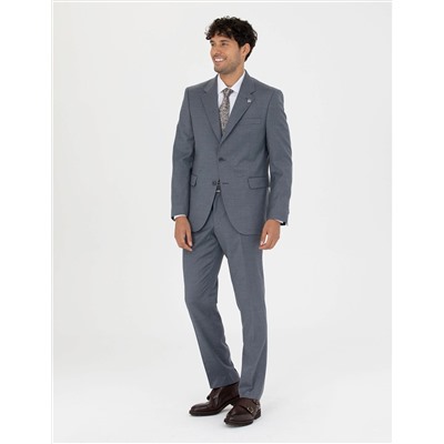%100 Yün Mavi Slim Fit Takım Elbise