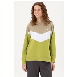 Kadın Fıstık Yeşili Kapüşonlu Sweatshirt