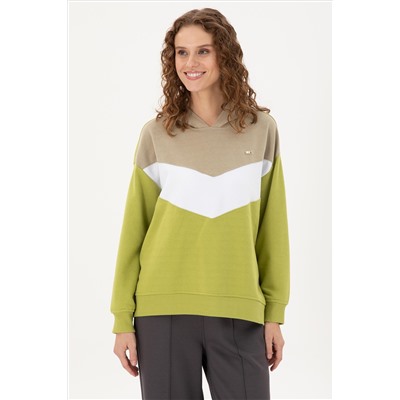 Kadın Fıstık Yeşili Kapüşonlu Sweatshirt