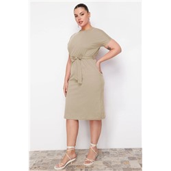 Bej Süprem Örme Büyük Beden Elbise TBBSS22AH0242