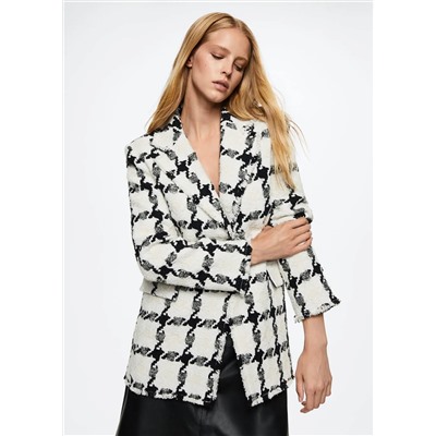 Abrigo tweed cuadros  -  Mujer | MANGO OUTLET Melilla
