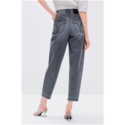 Vaquero mom 7/8 tiro alto Gris