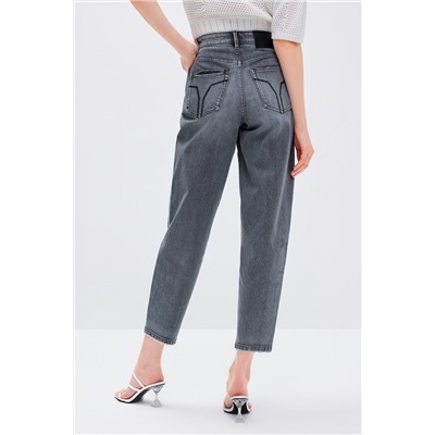 Vaquero mom 7/8 tiro alto Gris