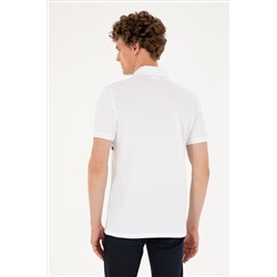 Erkek Regular Fit Polo Yaka Beyaz Tişört