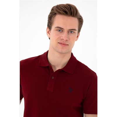 Erkek Slim Fit Polo Yaka Bordo Basic Tişört
