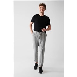 Avva Erkek Gri Duble Paça Çizgili Likralı Relaxed Fit Rahat Kesim Jogger Pantolon A31y3020 A31Y3020