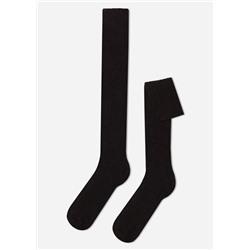 Lange gerippte Herrensocken mit Wolle und Cashmere