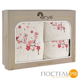 Набор Полотенец Arya с Вышивкой из Бамбука 30x50-50x90-70x140 3 Пр. Fiore Кремовый