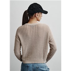 OPEN STITCH CREW NECK SWEATER