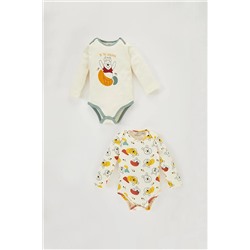 Defacto Erkek Bebek Yeni Doğan Disney Winnie The Pooh Uzun Kollu 2'li Çıtçıtlı Body B3949A523WN