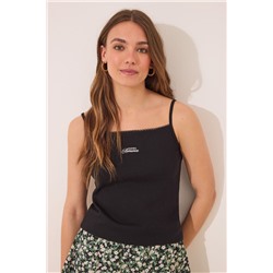 Pijama corto algodón pointelle negro