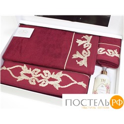 T1210TDRNPOL3 Набор полотенец Tivolyo Home DURANTE бордовый 3 предмета + ароматизатор для шкафа