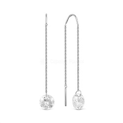 Серьги-продёвки из серебра с фианитами родированные 925 пробы 2340200760-9р