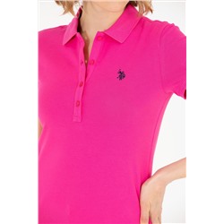 Kadın Fuşya Basic Polo Yaka Tişört