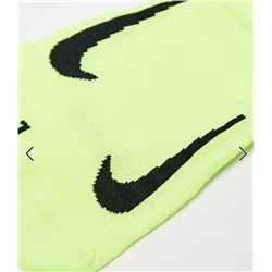 Nike Running Multiplier 2-pack crew socks in black and lime