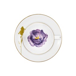 Пара чайная, 1 перс, 2 пр, 250 мл, фарфор F, белая, с золотистым кантом, Ирис, Flowers, 59125