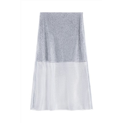 Falda midi Gris