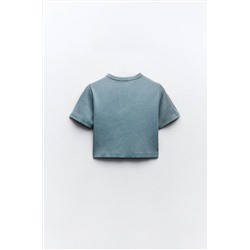 FADED-EFFECT RIBBED CROP TOP