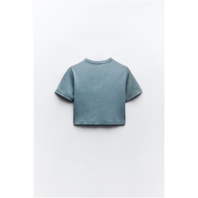 FADED-EFFECT RIBBED CROP TOP
