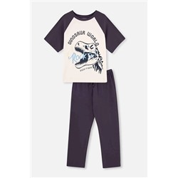 Dagi Antrasit Kısa Kollu Dinozor Baskılı Pijama Takımı 23WB18337TA_302