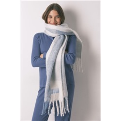 Bufanda efecto lana cuadros azul y blanco