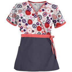 UA Signature Circle White Mock Wrap Scrub Top