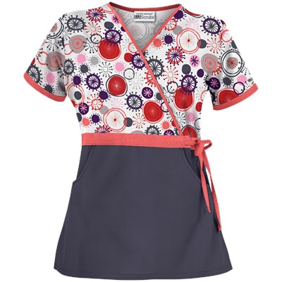 UA Signature Circle White Mock Wrap Scrub Top