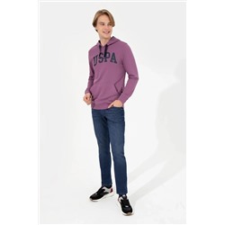 Erkek Menekşe Kapüşonlu Basic Sweatshirt