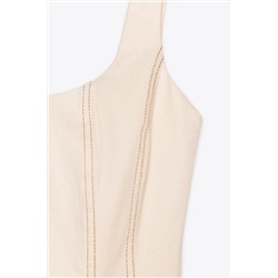 TOPSTITCHED MIDI DRESS