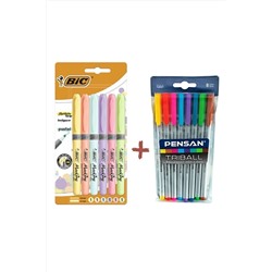 Pensan Triball 8'li Vakumlu Set Bic 6'lı Pastel Fosforlu ZGENOF5555