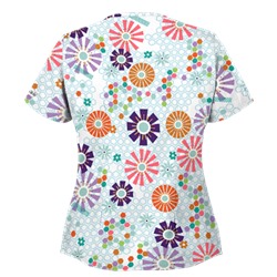 UA Honeycombs And Flowers White Print Scrub Top